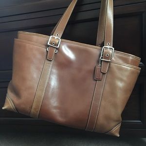 Brown leather Coach tote